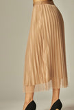 Tulle Satin Double Layered Pleated Skirt