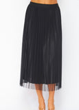 Tulle Satin Double Layered Pleated Skirt