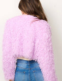 Lavender Fuzzy Open Front Jacket