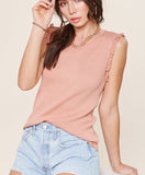 Blush Ruffled Sleeveless Sweater Top